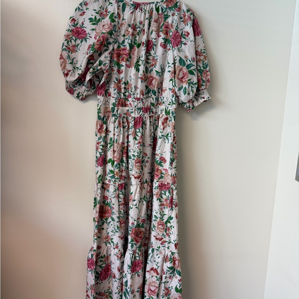 Floral Pink and Green Women's Dress - Picture 3 of 4